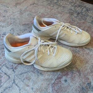 Stella McCartney White Tennis Shoes with Orange Accent